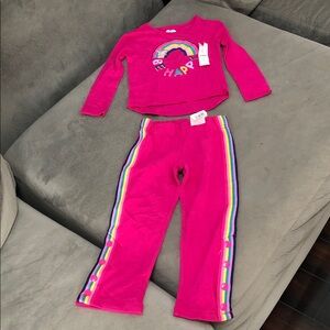 Girls size 4 matching top and pant set nwt